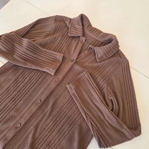 Cuddl Duds women's size medium brown ribbed button down sweater